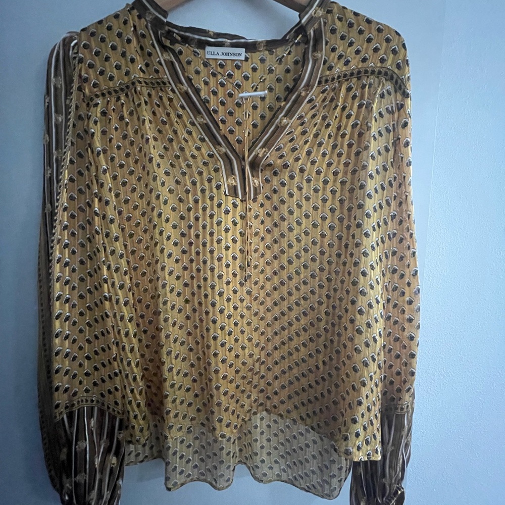 Ulla Johnson Gold Patterned Blouse - image 1